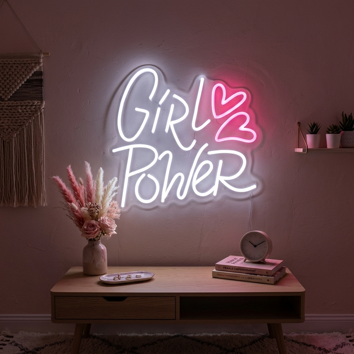 "Girl Power Hearts" Insegna al neon