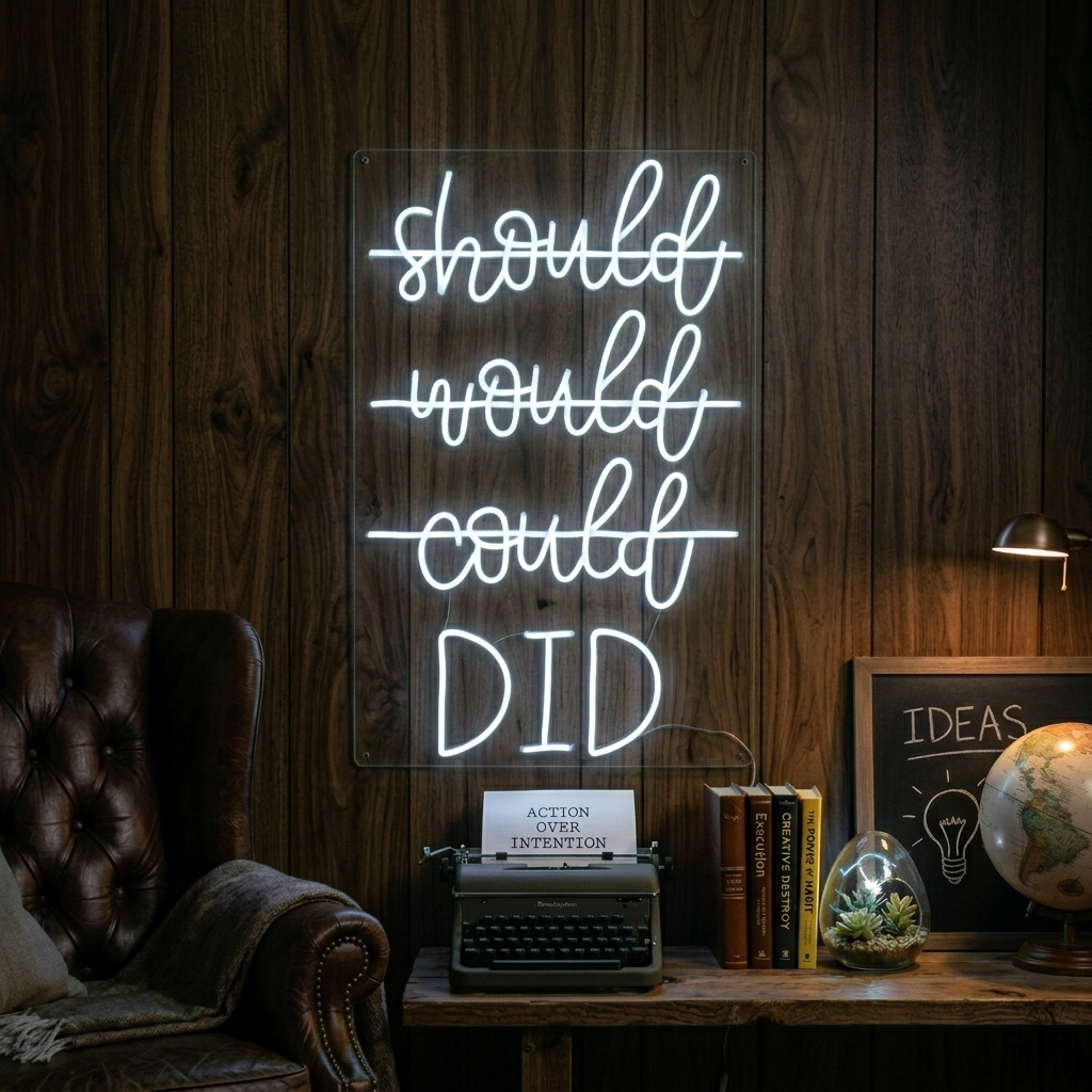 "Should Would Could Did" Insegna al neon