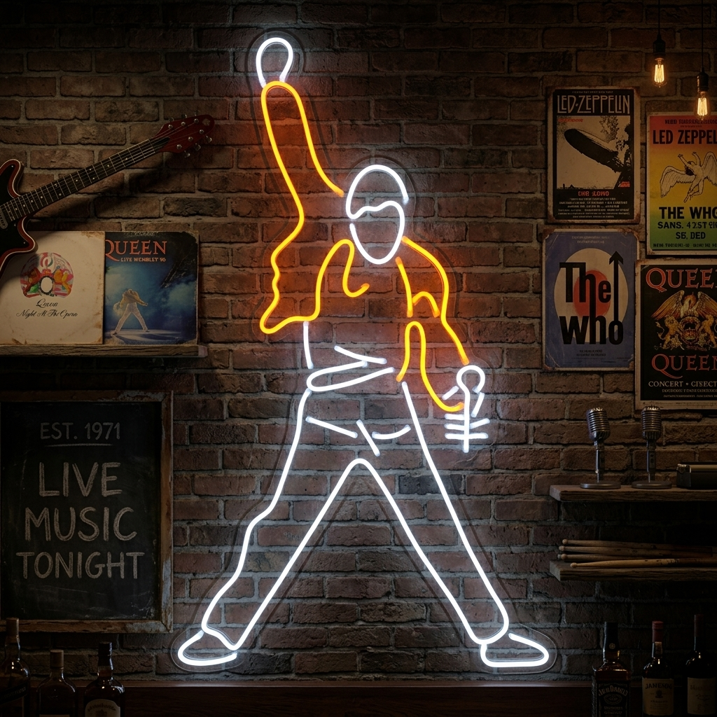 "Uomo Cantante Arte Musica" Insegna al neon