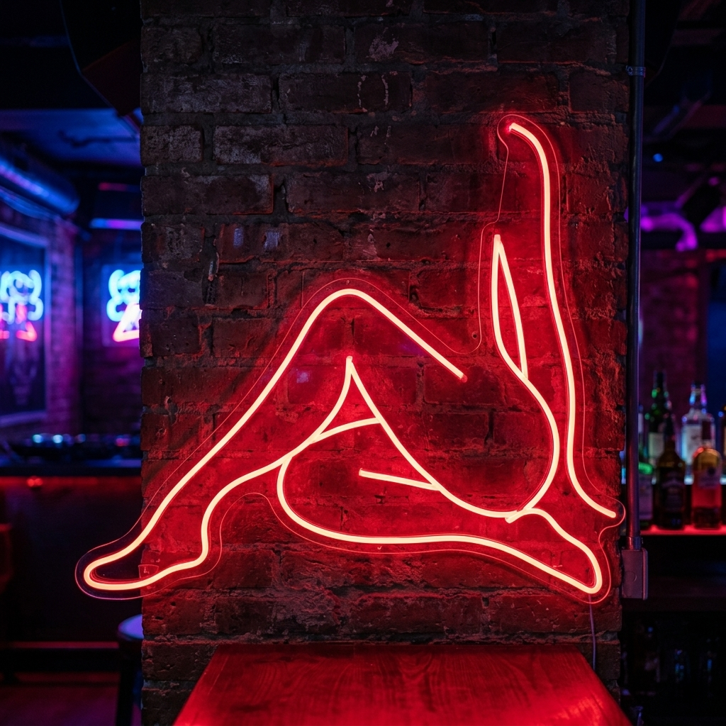 "Ragazza Nuda Seduta In Una Posa Elegante" Insegna al neon