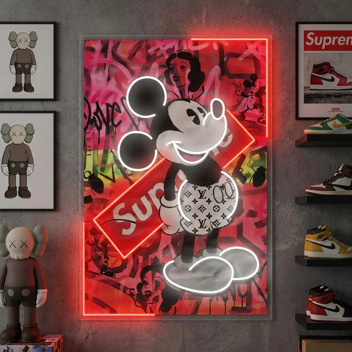 "Pop art del topo cartone animato" Insegna al neon a LED stampata con UV