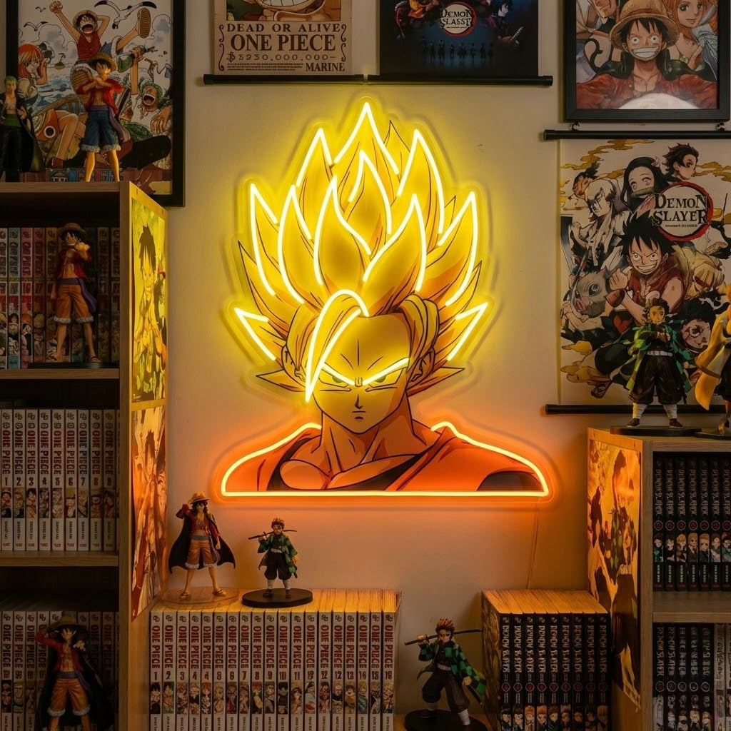 "Goku, anime" Insegna al neon a LED stampata con UV