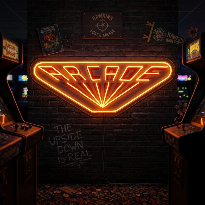 "Arcade, logo del gioco, TV ispirato, regalo fan" Insegna al neon a LED stampata con UV