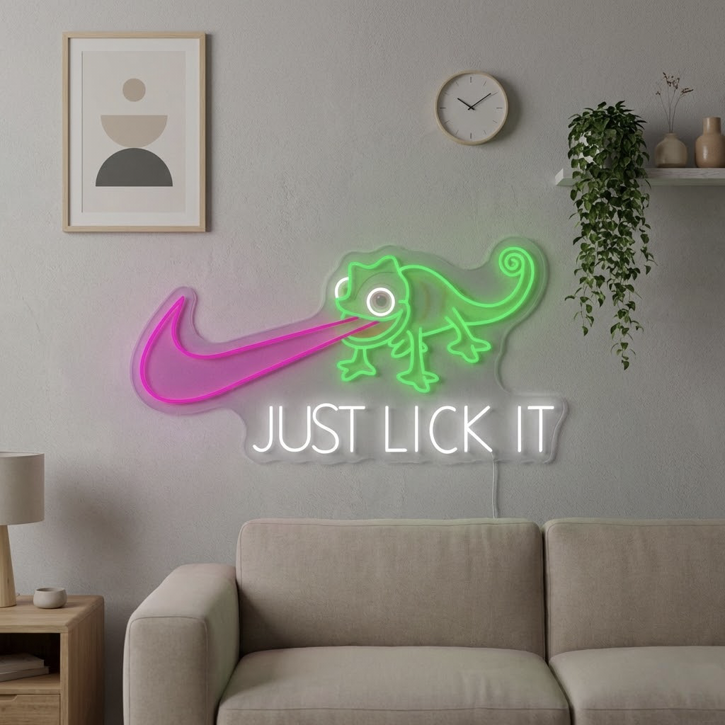 "Just Lick It" Insegna al neon a LED stampata con UV