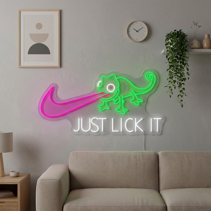 "Just Lick It" Insegna al neon a LED stampata con UV