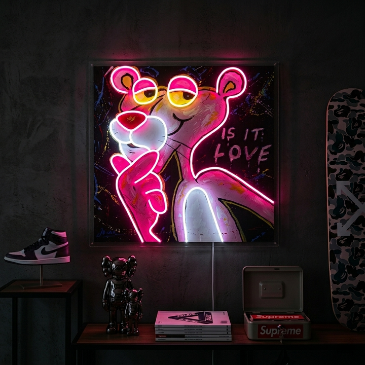 Insegna neon LED Pantera Rosa cartoon