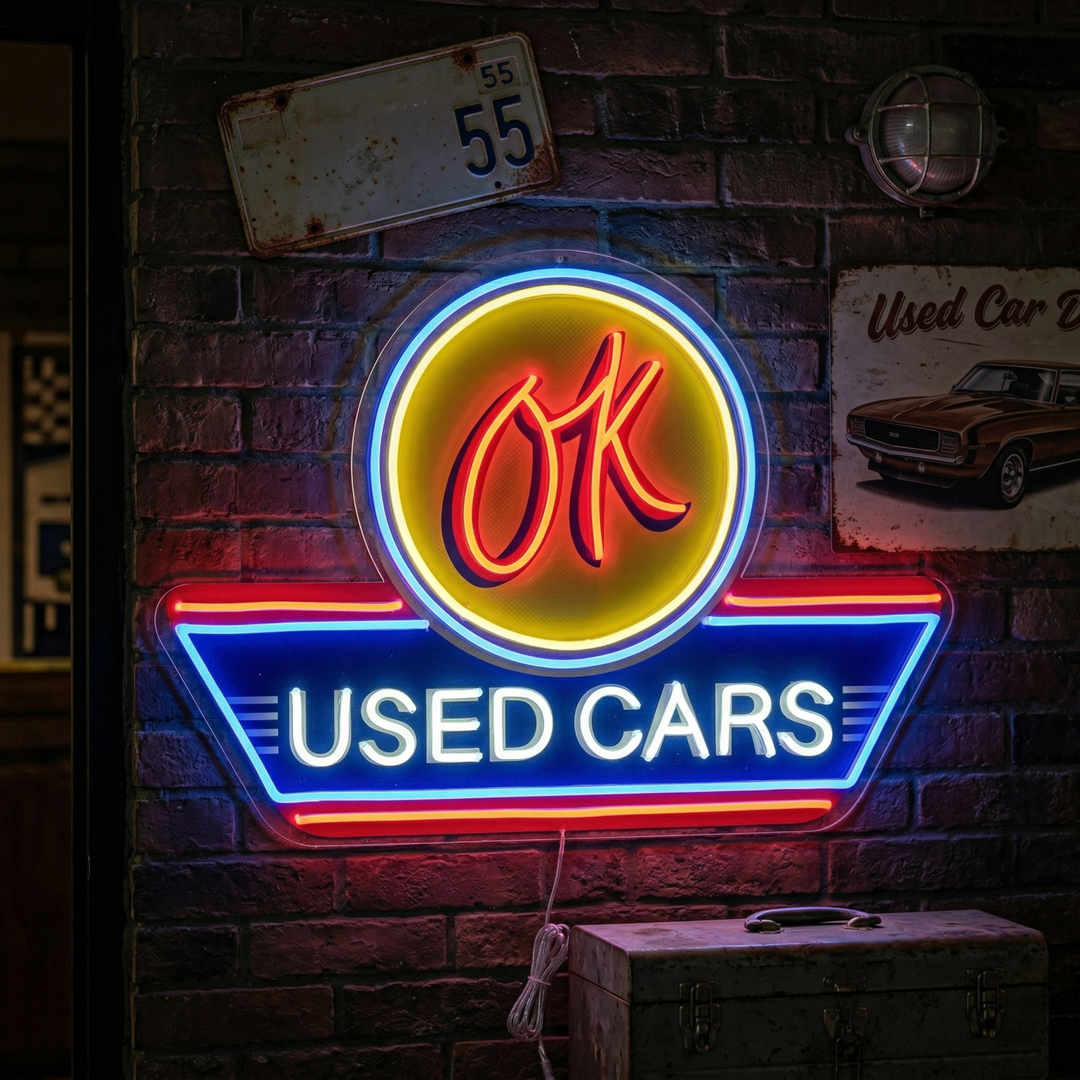 "Used Cars, logo di servizio automatico" Insegna al neon a LED stampata con UV