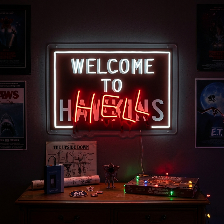 "Welcome To Hell" Insegna al neon a LED stampata con UV