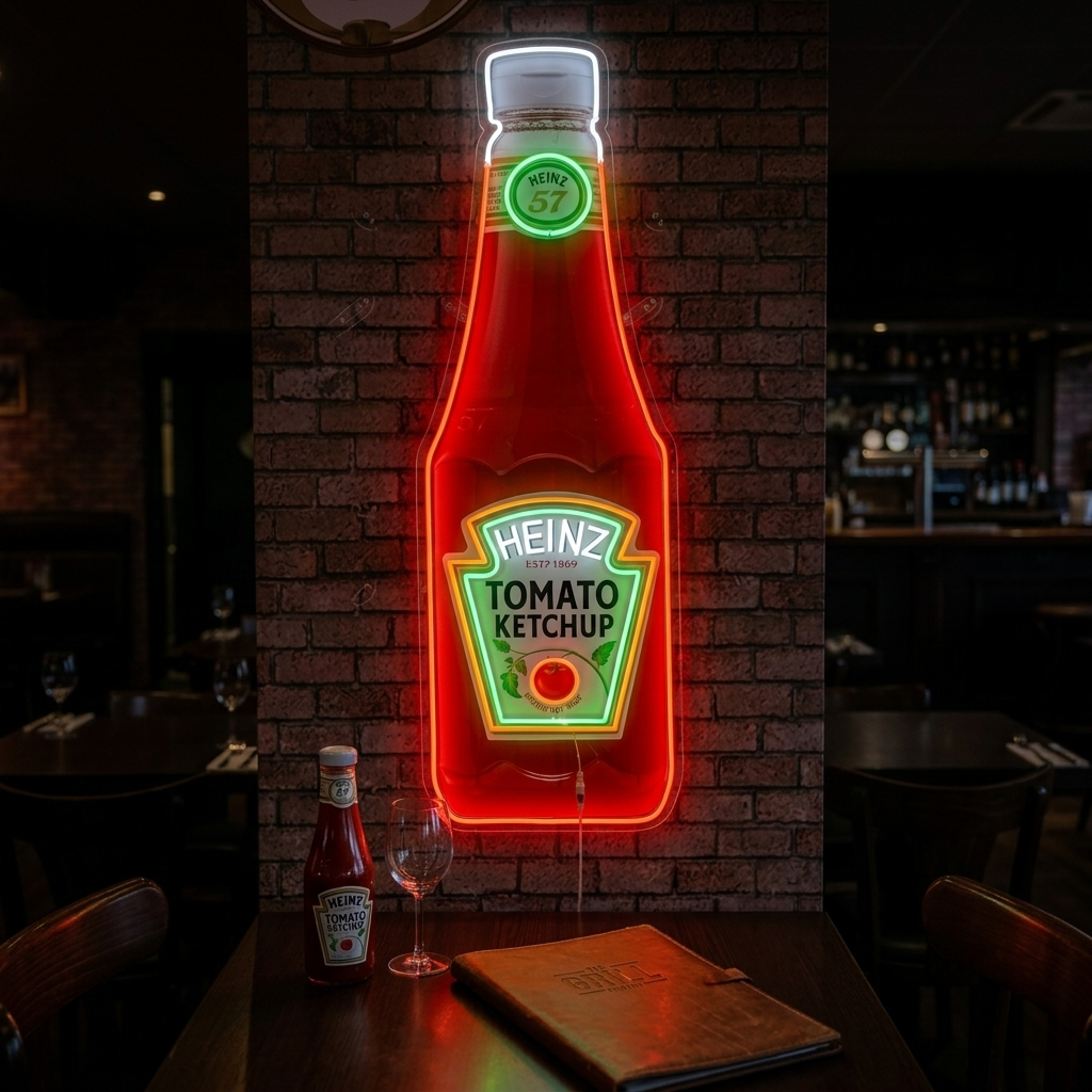"Bottiglia di ketchup al pomodoro" Insegna al neon