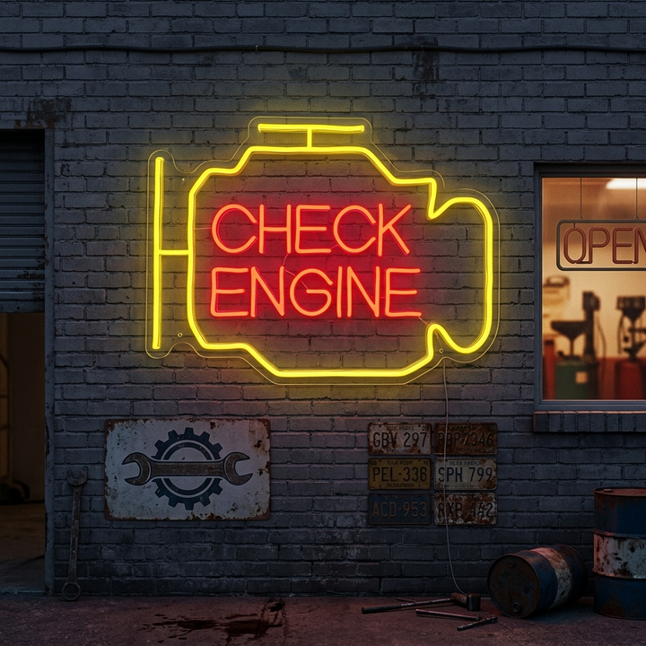 "Check Engine" Insegna al neon