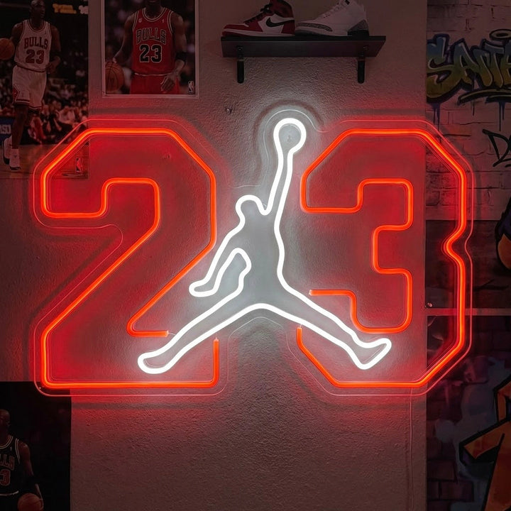 Insegna neon LED Jordan Jumpman 23 rosso e bianco