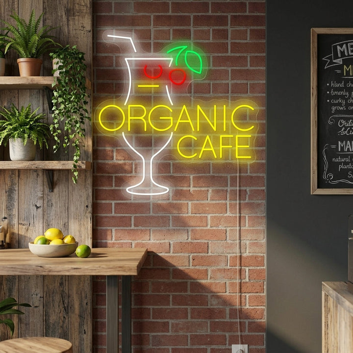 "Organic Cafe" Insegna al neon