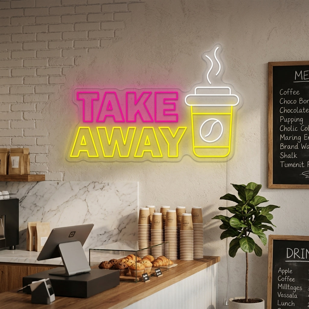 "Coffee Take Away" Insegna al neon