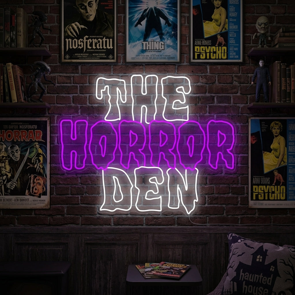 "The Horror Den" Insegna al neon
