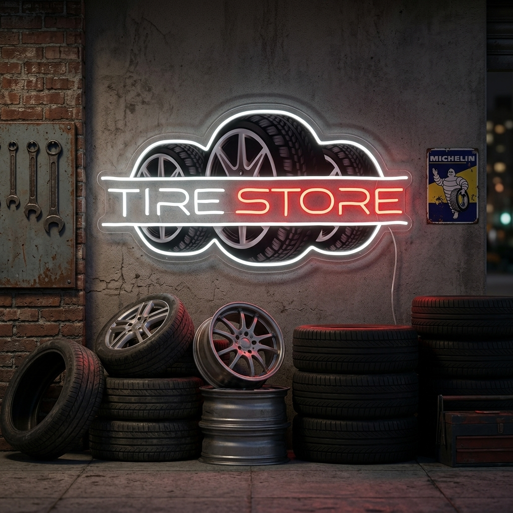 "Tire Store" Insegna al neon