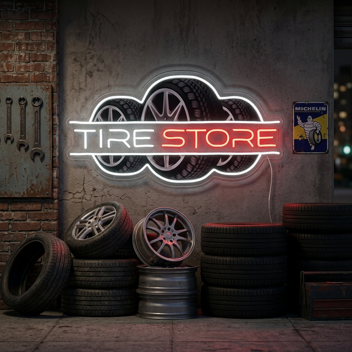 "Tire Store" Insegna al neon