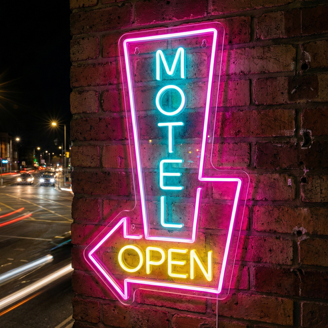 "Motel Open" Insegna al neon