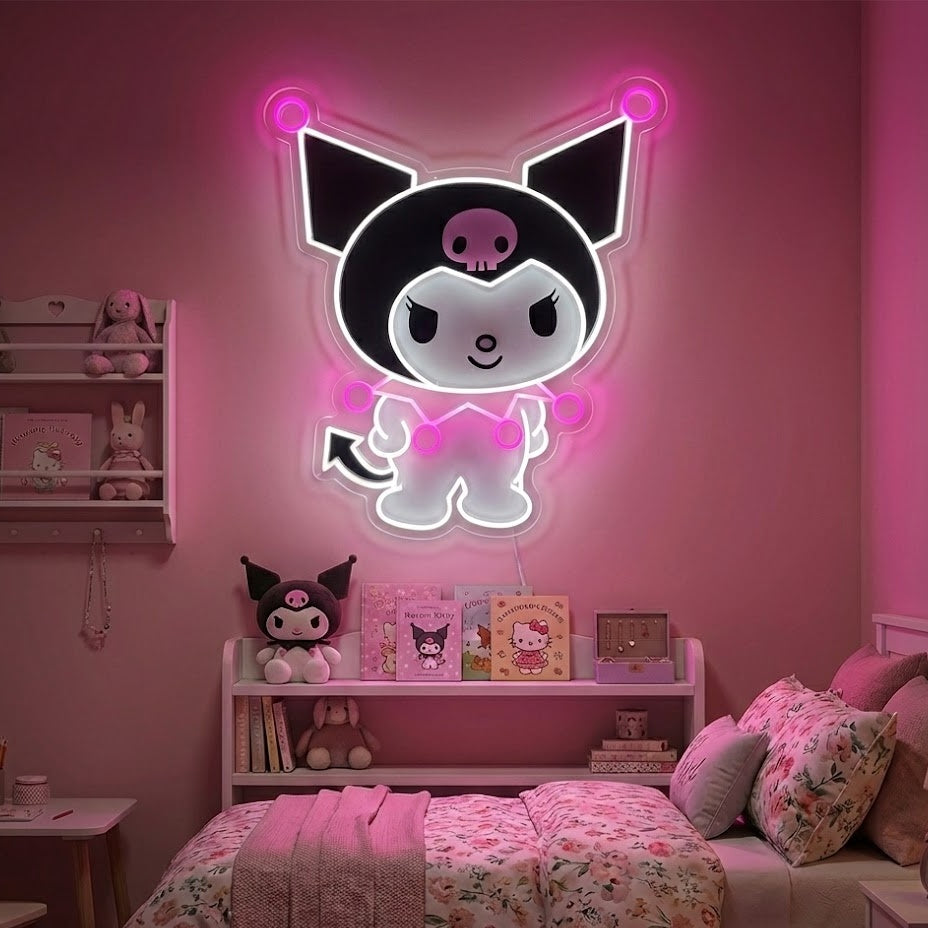 Insegna neon LED personaggio kawaii Kuromi