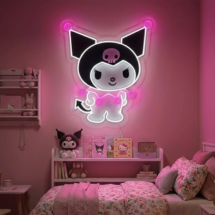 Insegna neon LED personaggio kawaii Kuromi