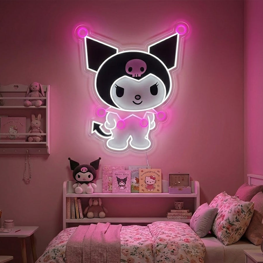 Insegna neon LED personaggio kawaii Kuromi