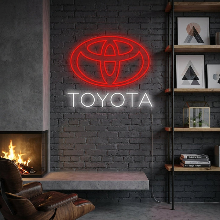 Insegna neon LED del logo Toyota emblema rosso e bianco