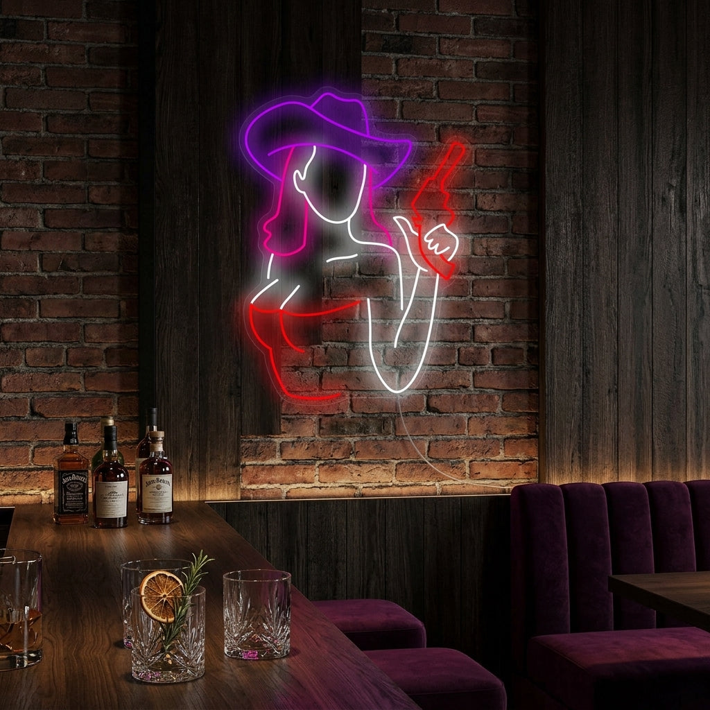 "Pistola da cowgirl" Insegna al neon