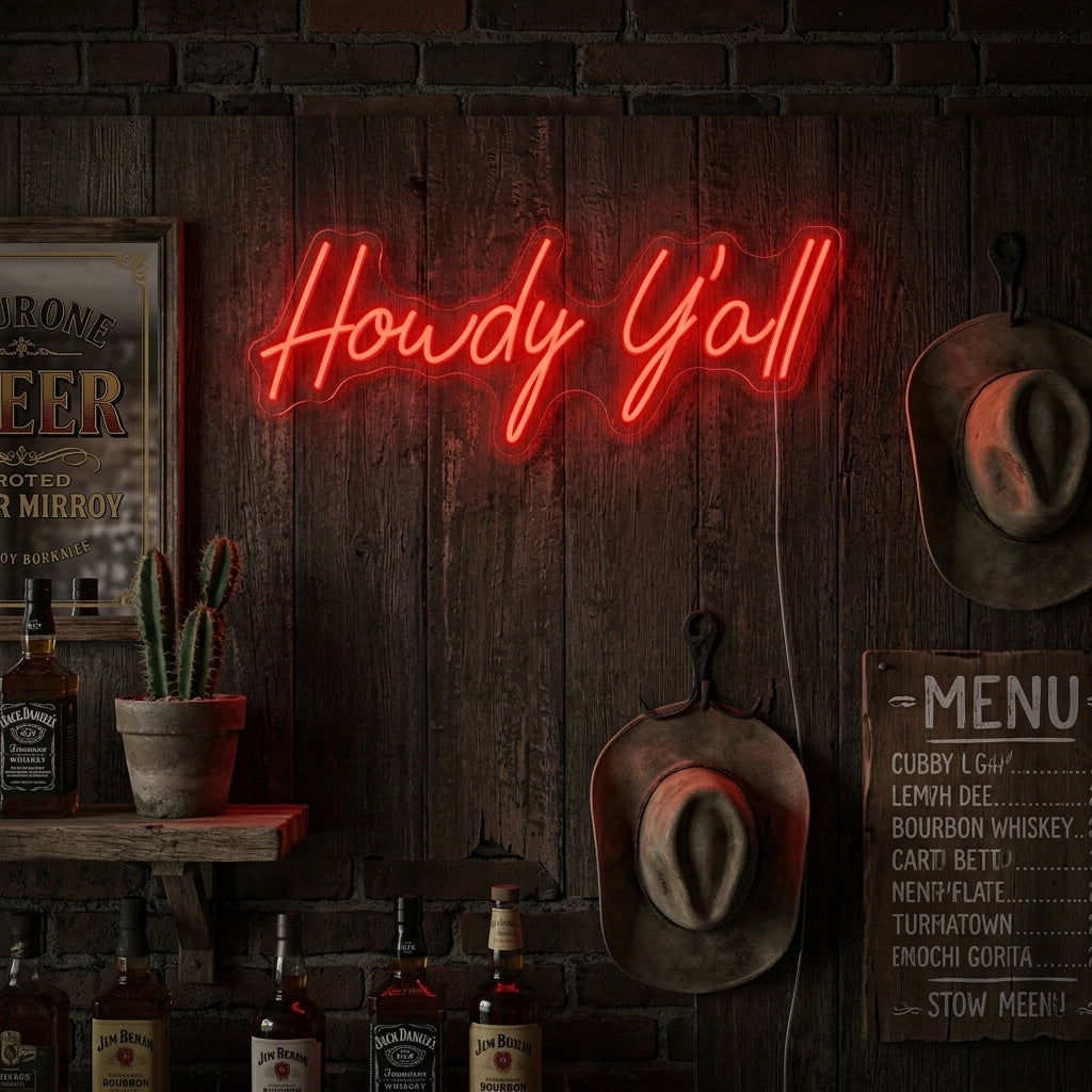 "Howdy Y'all" Insegna al neon