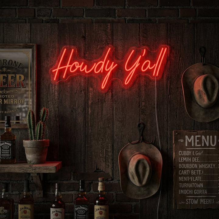 "Howdy Y'all" Insegna al neon