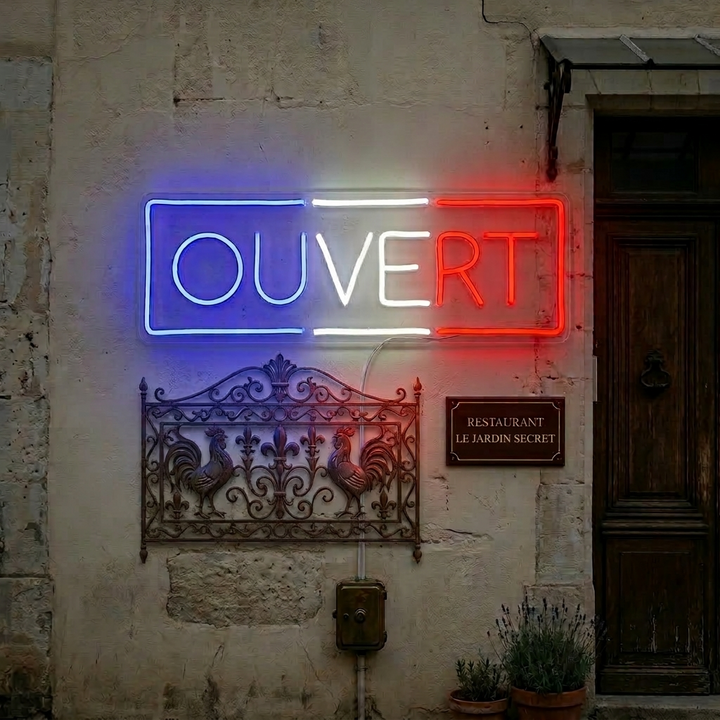 "Ouvert" Insegna al neon