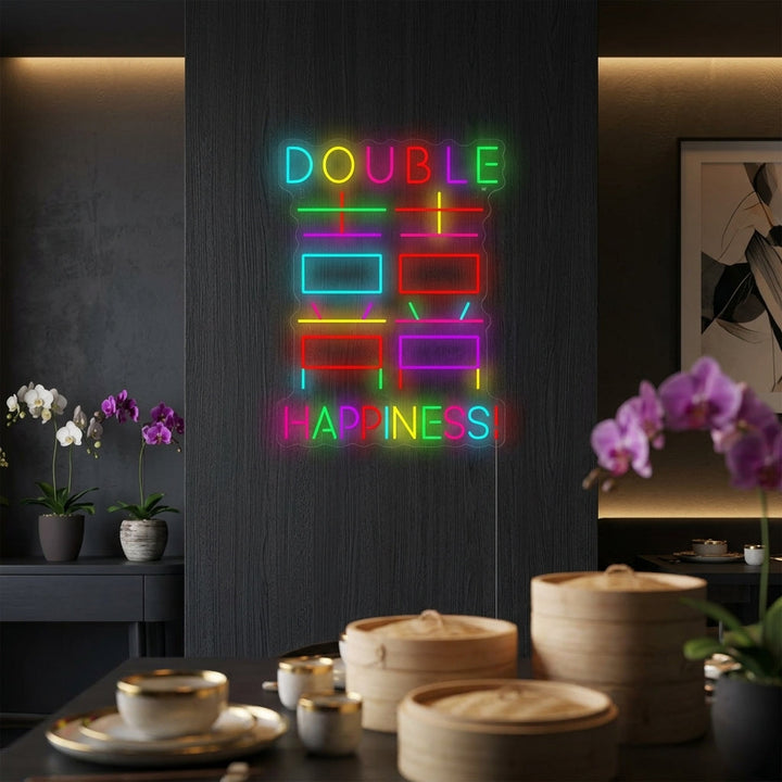"Doppia felicità" Insegna al neon
