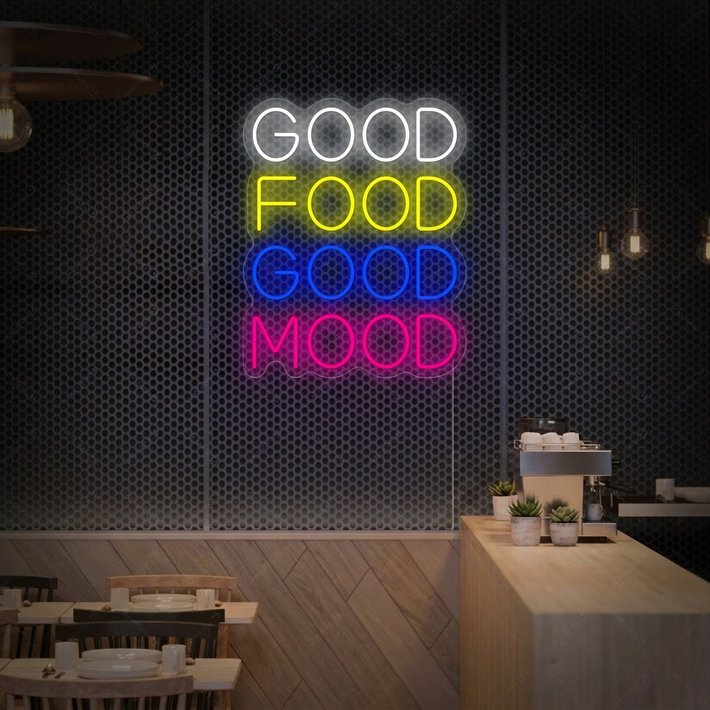 "Good Food Good Mood" Insegna al neon