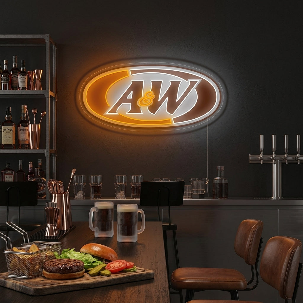 "Logo birra A&W" Insegna al neon