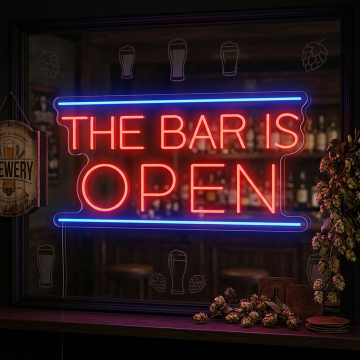 "Bar Is Open" Insegna al neon