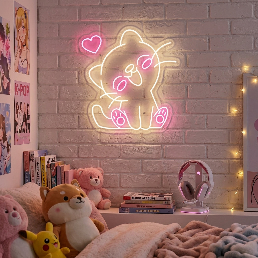 "Gatto kawaii" Insegna al neon