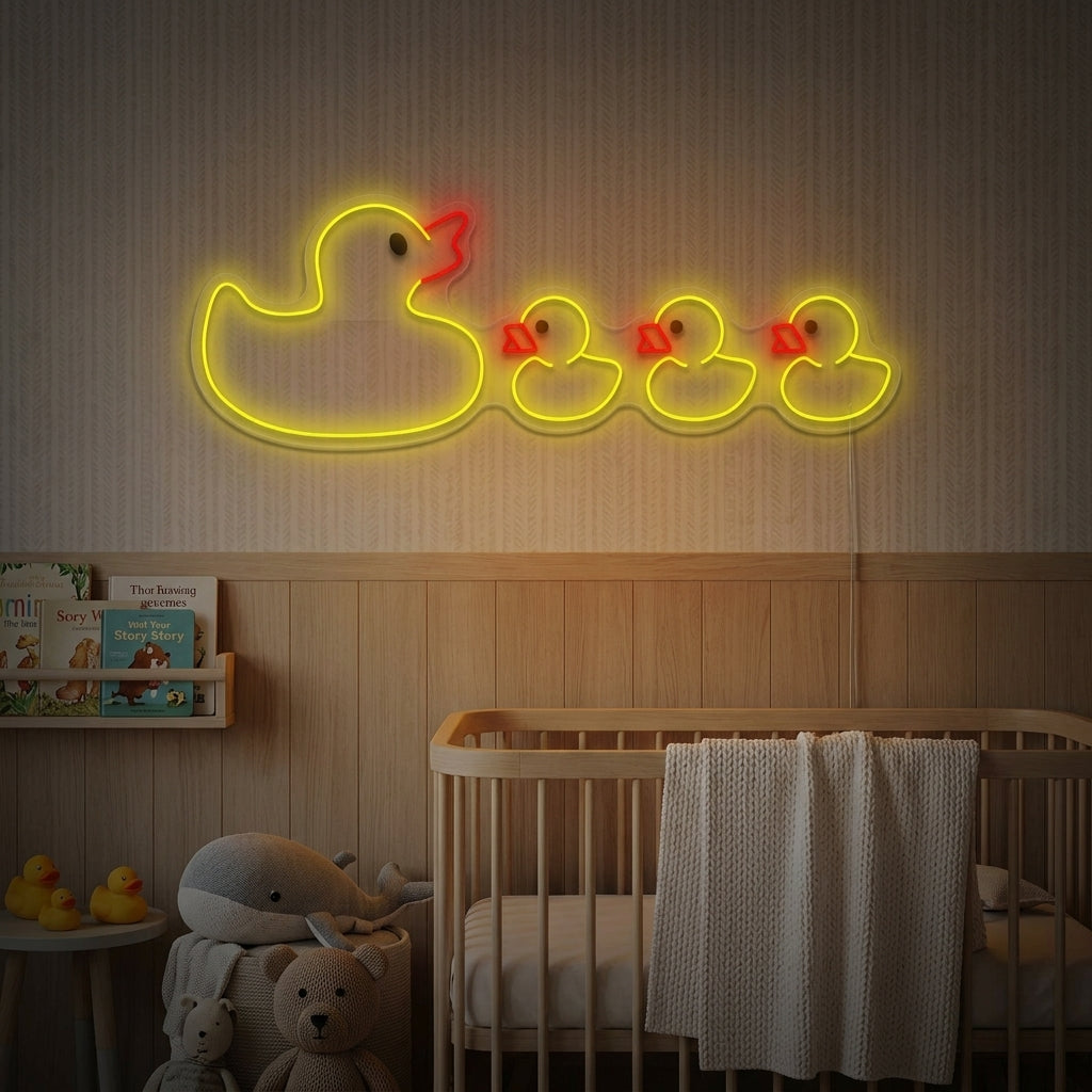 "Famiglia di anatre" Insegna al neon