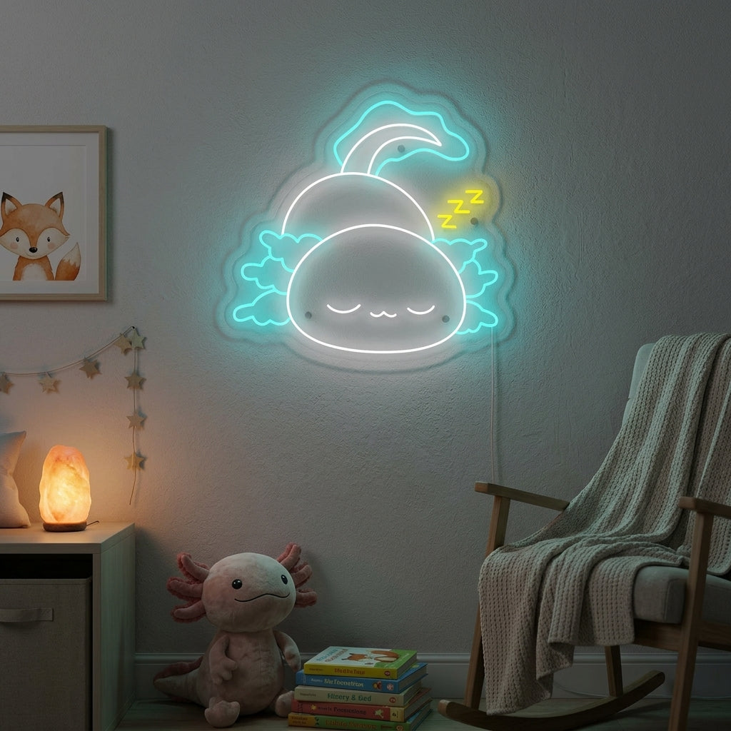 "Axolotl addormentato" Insegna al neon