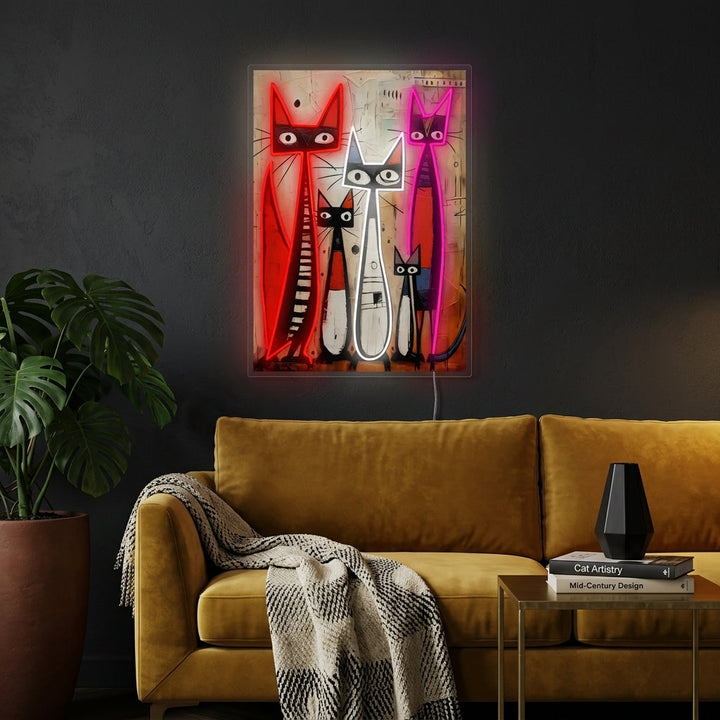 "Famiglia di gatti" Insegna al neon