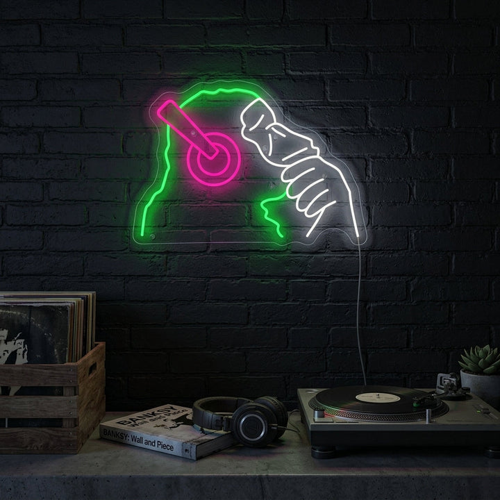 "Scimmia DJ di Banksy" Insegna al neon