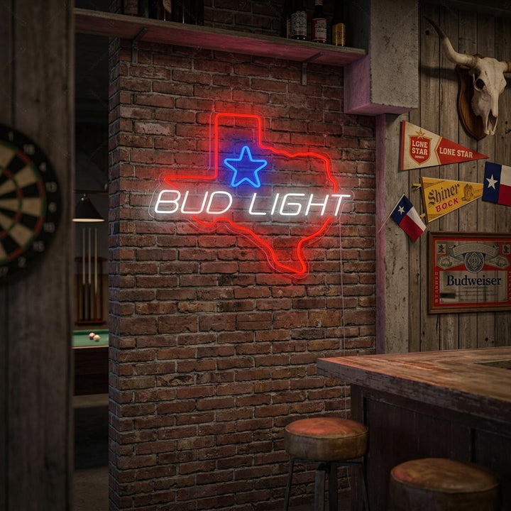 "Bud Light Texas Star" Insegna al neon