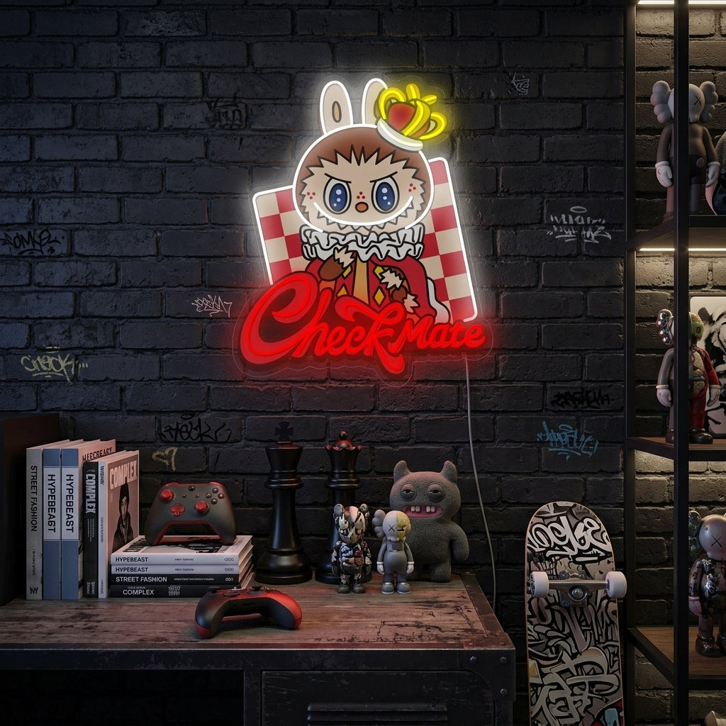 "Labubu Let's Checkmate" Insegna al neon