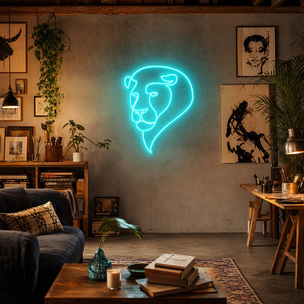 "Faccia Di Leone Astratto" Insegna al neon