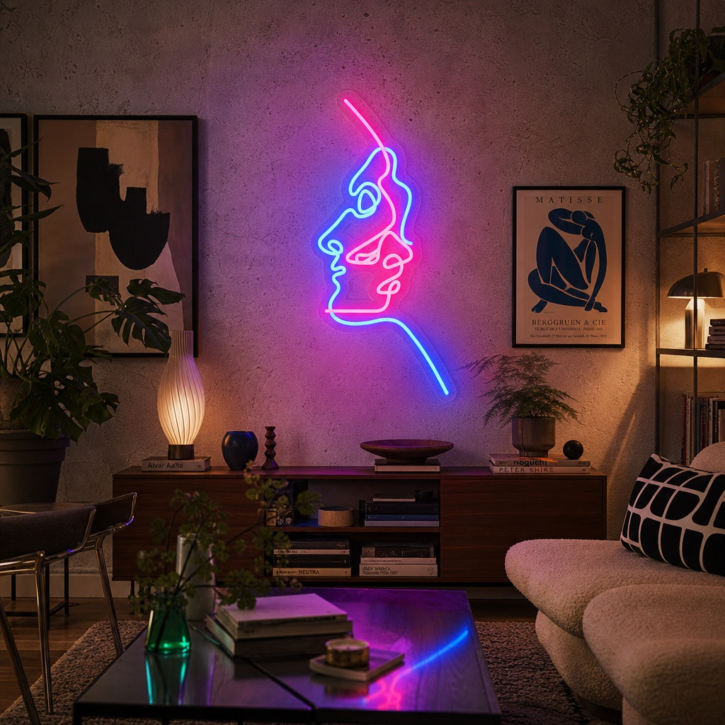 "Astratto Due Volti" Insegna al neon