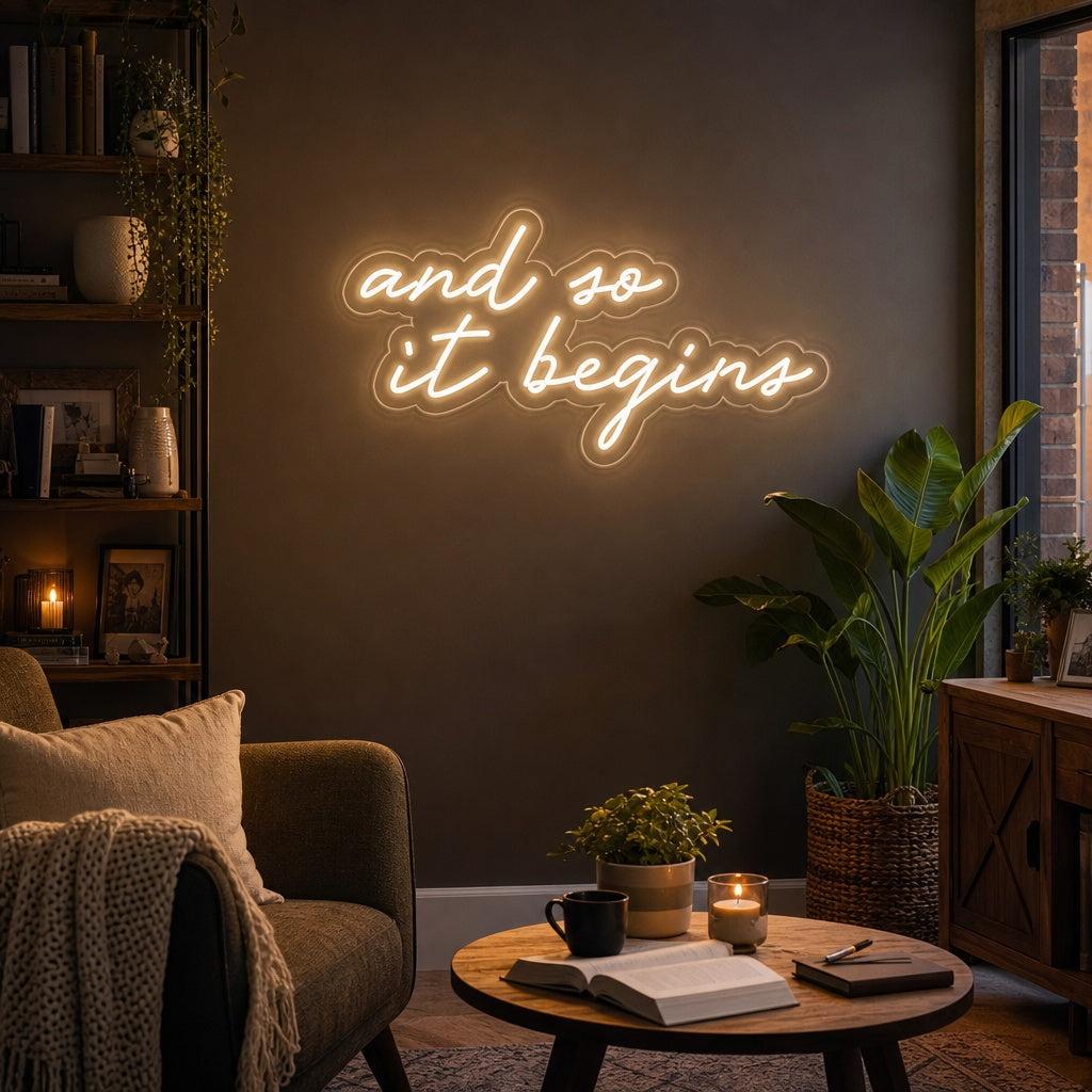 "And So It Begins Neon Light Sign" Insegna al neon
