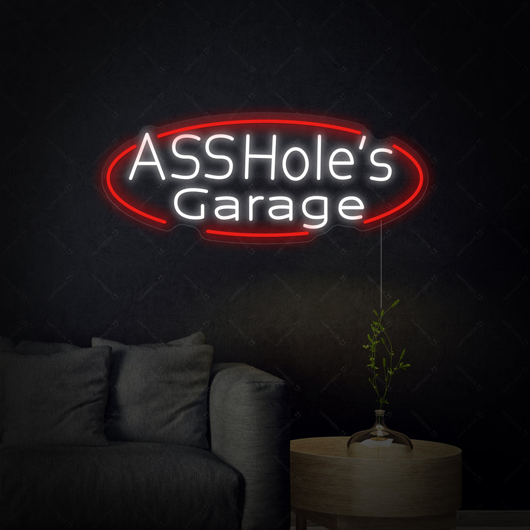 "Assholes Garage" Insegna al neon