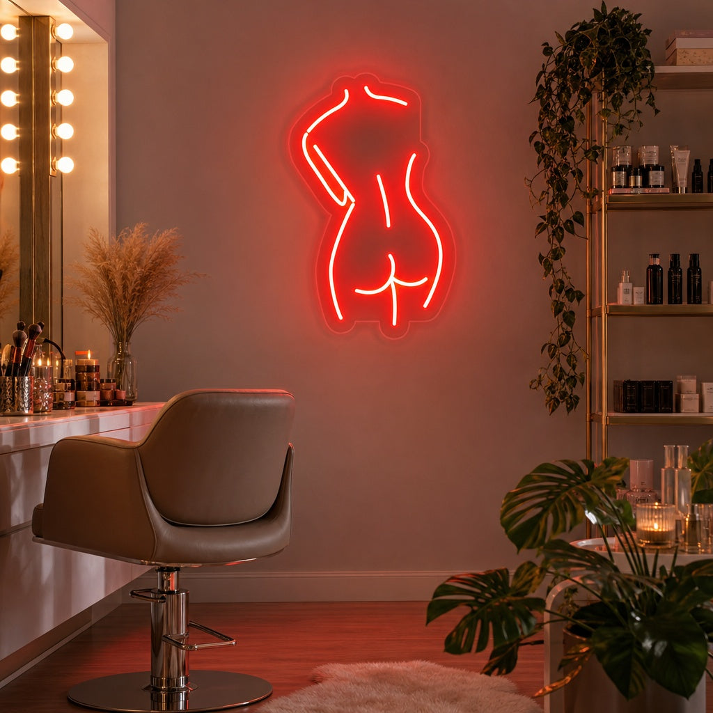 "Silhouette Della Schiena Di Una Signora" Insegna al neon