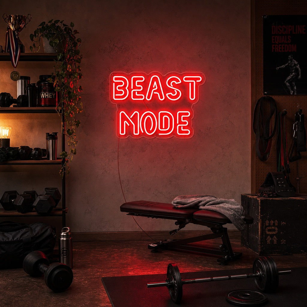 "Beast Mode, Decorazioni Per La Palestra, Citazioni Per La Palestra, Citazioni Per Il Fitness, Citazioni Per L'Allenamento" Insegna al neon