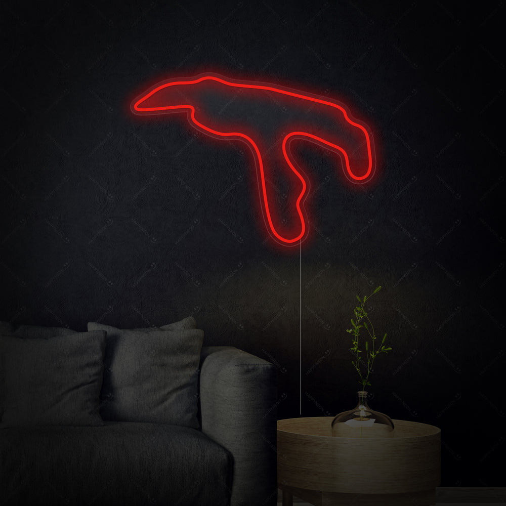 Insegna neon LED circuito F1 Belgio rosso brillante