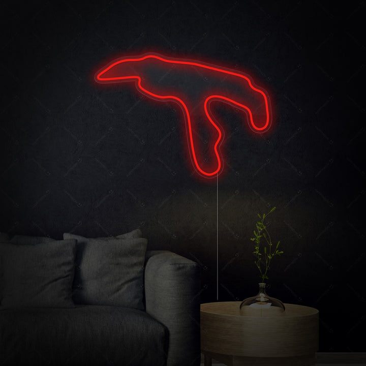 Insegna neon LED circuito F1 Belgio rosso brillante