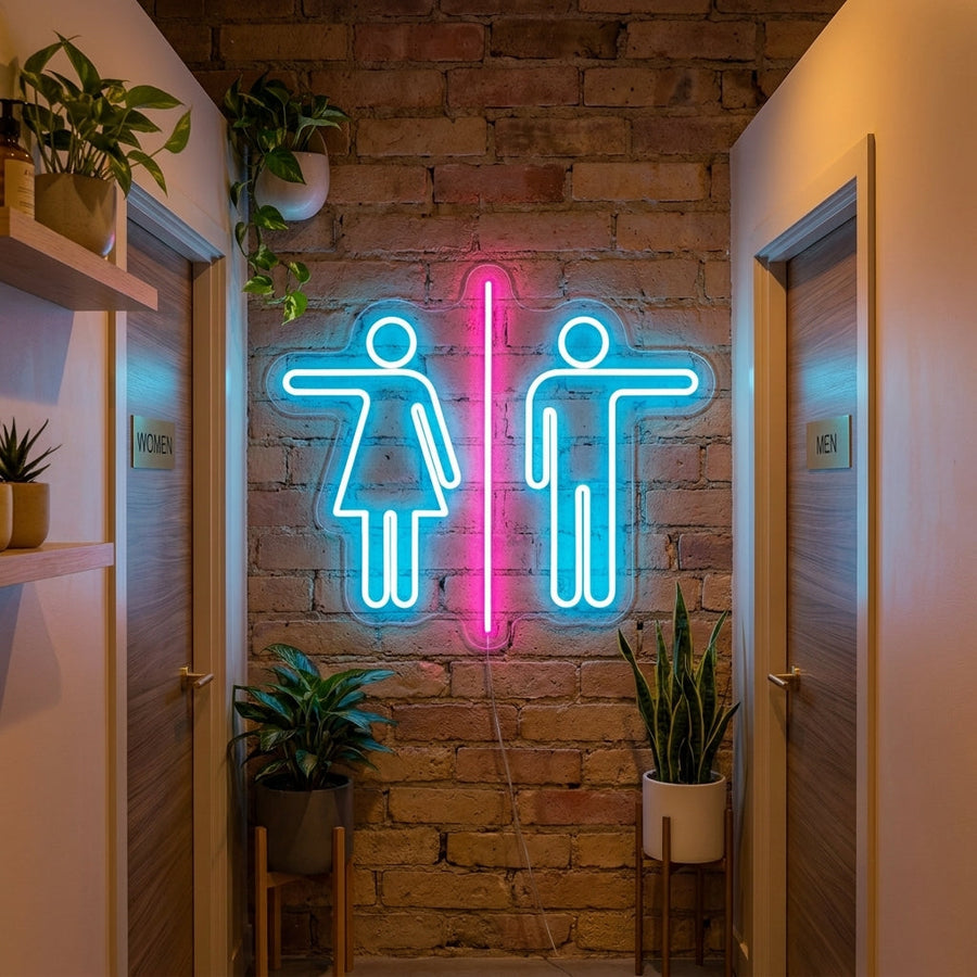 Insegna neon LED bagno uomo donna