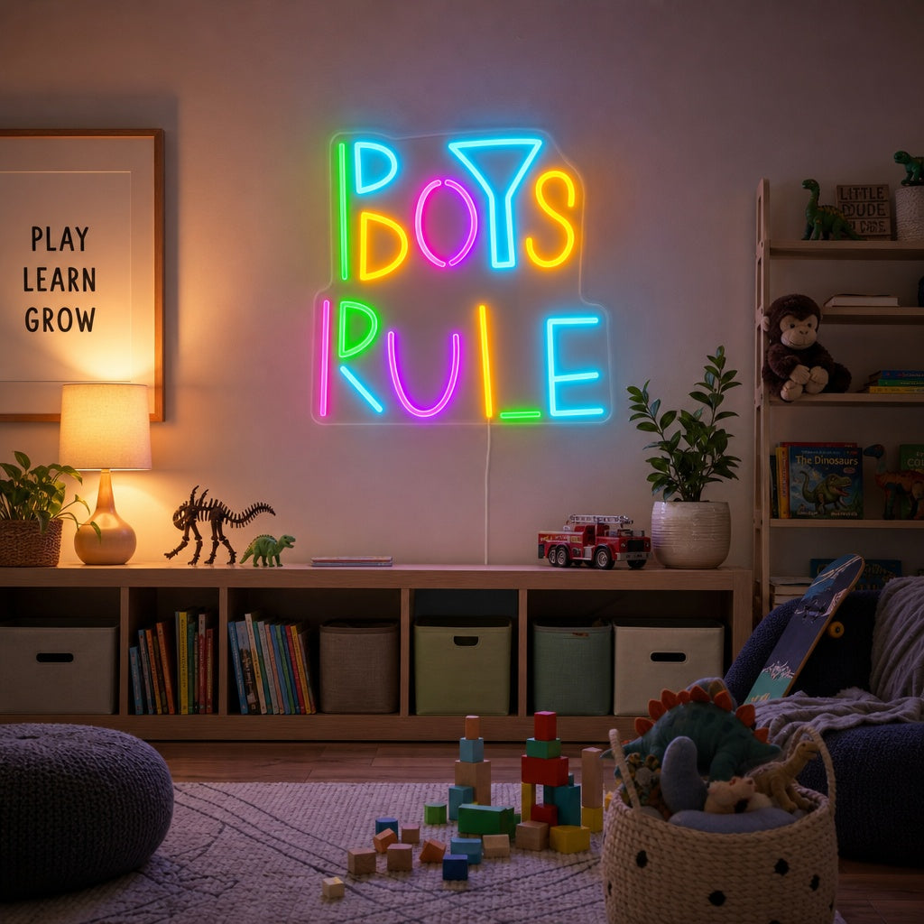 "Boys Rule, Decorazione Per La Camera Dei Bambini" Insegna al neon